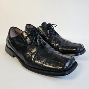 Black Leather Square Toe Oxford Giorgio Brutini Size 11.5 Dress Shoe Tassels